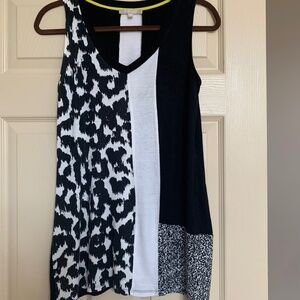 Joan Vass Black/White Print Sleeveless Top sz S